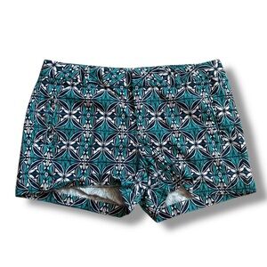 Stylus Island Teal Geometric Retro Flat Front Shorts 3.5 inch Inseam size 10